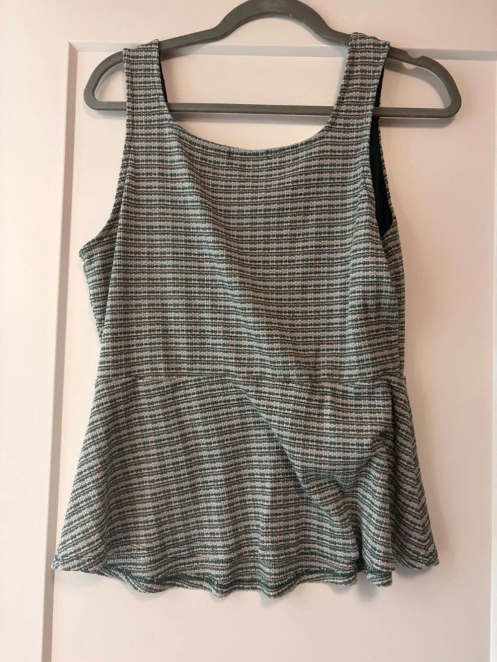 Kaileigh XL Multi-Color Peplum Tank Top - Green/Pink/Cream - Picture 3 of 4